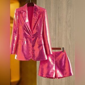 Bright Pink Sequin Suit